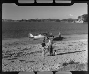 Auster aircraft ZK-AYO at Paihia beach, Paihia