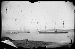 Steam ships and sailing ship, Lambton Harbour, Wellington