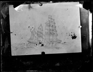 Drawing of two colliding sailing ships, signed by [SD? GD?] Mason, Perth