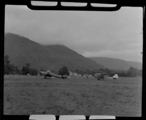 Mount Cook and Southern Lakes aircrafts at Fox Glacier aerodrome, Southland