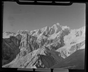 Mount Cook and Southern Lakes aircraft, Auster ZK-BOX in flight over West Coast Mount Cook region, Southland