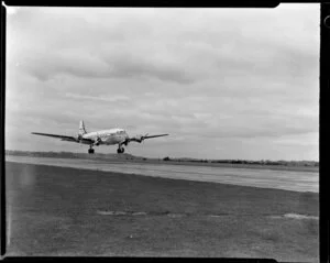 (PAA) Pan American World Airways DC4B aircraft taking off from Whenuapai Airport, Auckland