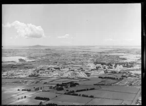 Mangere, Otahuhu, Auckland, showing Rangitoto Island in the distance