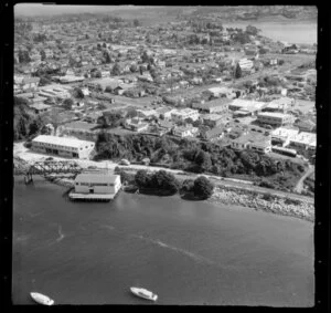Tauranga, Western Bay of Plenty, showing town, bridge and wharf