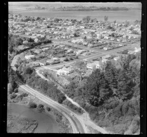 Tauranga, Western Bay of Plenty, showing housing a road near beach