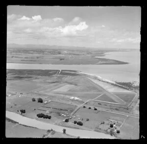 Thames airfield, including Waihou River (Thames River) and Piako River, Thames, Coromandel, Waikato