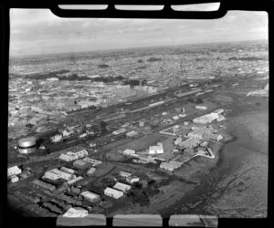 Invercargill, showing industrial area and railway yards