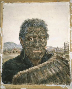 Head and shoulders portrait of Te Kuka. July, 1864