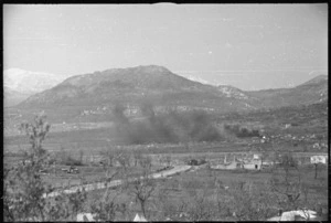 Enemy shelling the road in the vicinity of San Pietro in the Monte Cassino area