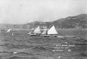 Yachts competing in the Port Nicholson Yacht Club regatta, Wellington Harbour