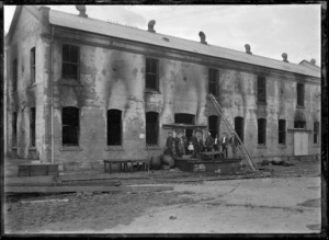 Gear Meat Company building in Petone, after a fire