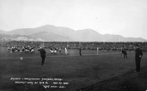 Rugby union game, Anglo-Welsh versus Wellington, Athletic Park, Wellington - Photograph taken by Joseph Zachariah