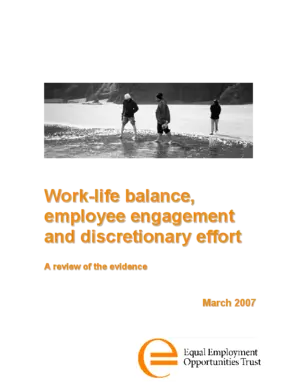 Work-life balance, employee engagement and discretionary effort [electronic resource] : a review of the evidence / literature review by Mervyl McPherson.