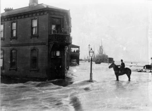 Flooding around the Imperial Hotel, Greymouth