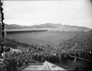 Crowd at a rugby game, Athletic Park, Wellington