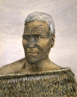 Robley, Horatio Gordon 1840-1930 :Tuterei Karewa chief of the Ngatimaru tribe. [1890s].