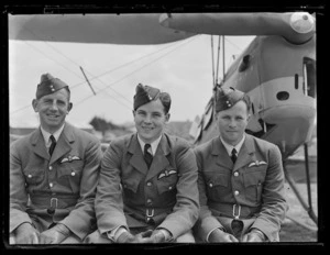 Pilot Officer J Penny, Pilot Officer G T Bethwaite, and Pilot Officer J R Penniket, Royal New Zealand Air Force