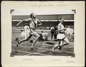 Photograph of Jack Lovelock beating W R (Bill) Bonthron in a mile race