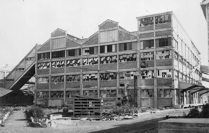 Tomoana freezing works building, after the 1931 Hawke's Bay earthquake