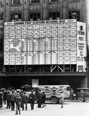 1931 general election results, Evening Post building, Wellington