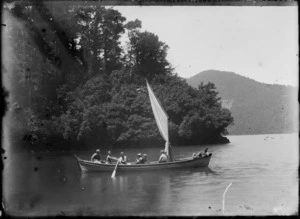 Whale boat and crew at Pelorus Sound