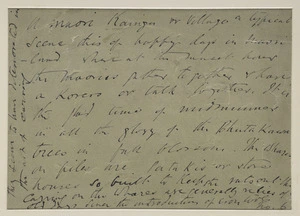 Backhouse, John Philemon, 1845-1908 :[Explanatory text (in mss) concerning Maori kainga. ca 1880]