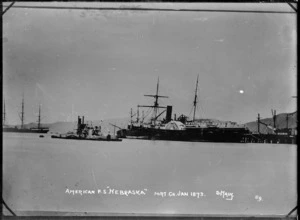 The American paddle steamer "Nebraska" at Port Chalmers in January 1873.