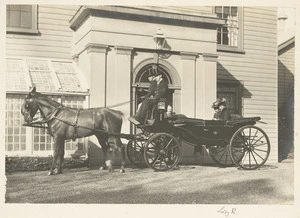 The Countess of Ranfurly and Captain Dudley Alexander in a carriage, Government House, Auckland