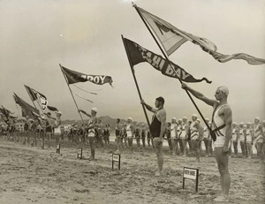 Teams at the New Zealand Surf Life-Saving championships, Wellington - Photograph taken by C P S Boyer