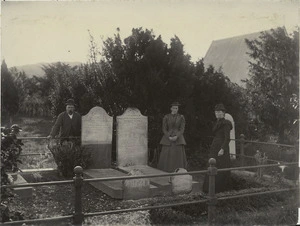 Members of the Buck family beside the Buck/Kemble plot in the graveyard of Christ Church, Taita