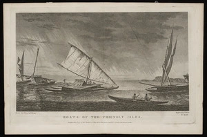 Hodges, William, 1744-1797 :Boats of the Friendly Isles / drawn from nature by W Hodges. Engraved by W Watts. No. XLII. Published Feb[ruary] 1st, 1777, by Wm Strahan, in New Street Shoe Lane, and Thos Cadell in the Strand, London.