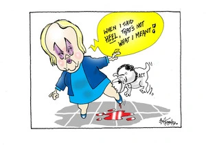 "When I said heel, that's not what I meant!" - ACT Party leader biting the heel of Judith Collins