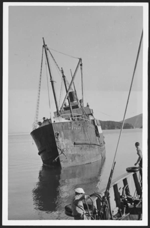 Totara at a ship-breakers yard in Whakatahuri, Pelorus Sound, Marlborough - Photograph taken by James Douglas Wilkinson