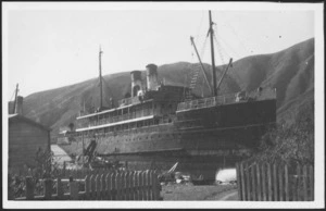 Matangi at a ship-breakers yard in Whakatahuri, Pelorus Sound, Marlborough - Photograph taken by James Douglas Wilkinson
