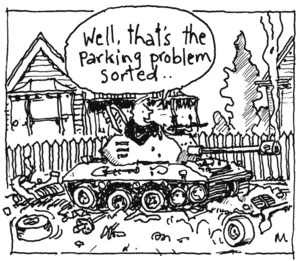 "Well, that's the parking problem sorted.." Bay News, 24 January 2005