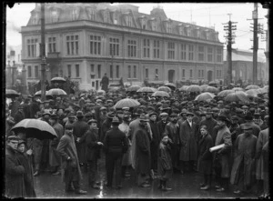 Probably a scene during the Waterfront Strike of 1913, Wellington
