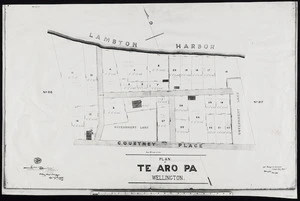 Swainson, George Frederick, 1829-1870 :Plan of Te Aro Pa, Wellington [copy of ms map]. Sgd George F Swainson, surveyor, Native Dept, Wellington, 28 June, [18]66