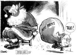 Evans, Malcolm, 1945- :MPs' Perks. 'Taxi!' New Zealand Herald. 16 December, 2002.