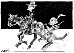 Evans, Malcolm, 1945- :[The Lone Ranger and Tonto.] New Zealand Herald, 4 December, 2002.