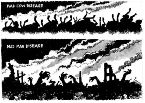 Evans, Malcolm 1945- :Mad cow disease...mad man disease. New Zealand Herald, 26 April 2001.