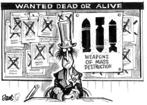 Evans, Malcolm, 1945- :Wanted dead or alive... Weapons of mass destruction. New Zealand Herald, 25 July 2003.
