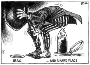 Evans, Malcolm, 1945- :Iraq... And a hard place. New Zealand Herald, 27 February, 2003.