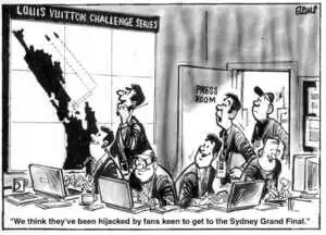 Evans, Malcolm, 1945- :We think they have been hijacked by fans keen to get to the Sydney Grand Final. New Zealand Herald, 2 October, 2002.