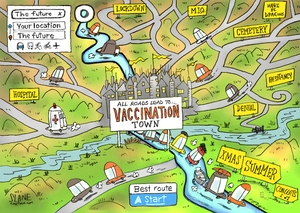 All roads lead to Vaccination Town