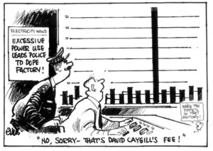 Evans, Malcolm, 1945- :'"No sorry- that's David Caygill's fee!"' New Zealand Herald, 19 May 2003.