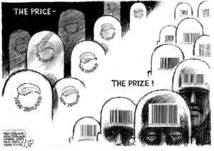 Evans, Malcolm 1945- :The Price - The Prize! New Zealand Herald, 24 April 2001.