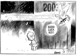 Evans, Malcolm, 1945- :2003. 'Good luck kid!' New Zealand Herald, 1 January, 2003.