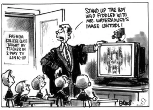 Evans, Malcolm, 1945- :'Stand up the boy who fiddled with Mr. Waterhouse's image control!' New Zealand Herald, 20 May 2003.