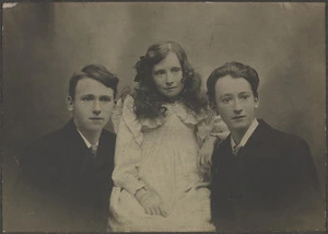 Studio portrait of Garnet, Dolly, and Arnold Trowell