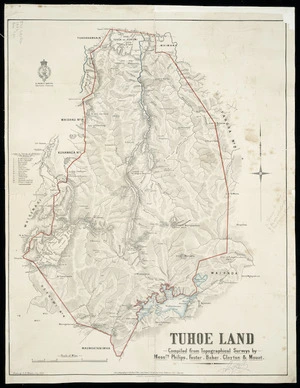 Tūhoe land / compiled from topographical surveys by Messrs. Philips, Foster, Baber, Clayton & Mouat.